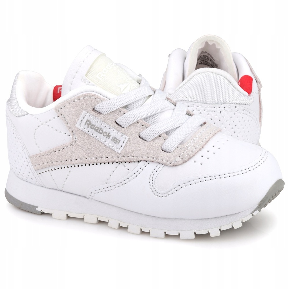 Reebok Toddler Classic White and Gray Sneakers Elastic Lace Size 5 Baby